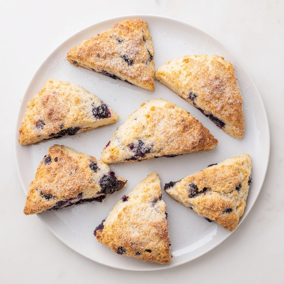 Triangular scones studded with juicy blueberries and fragrant Vietnamese cinnamon ready for morning tea