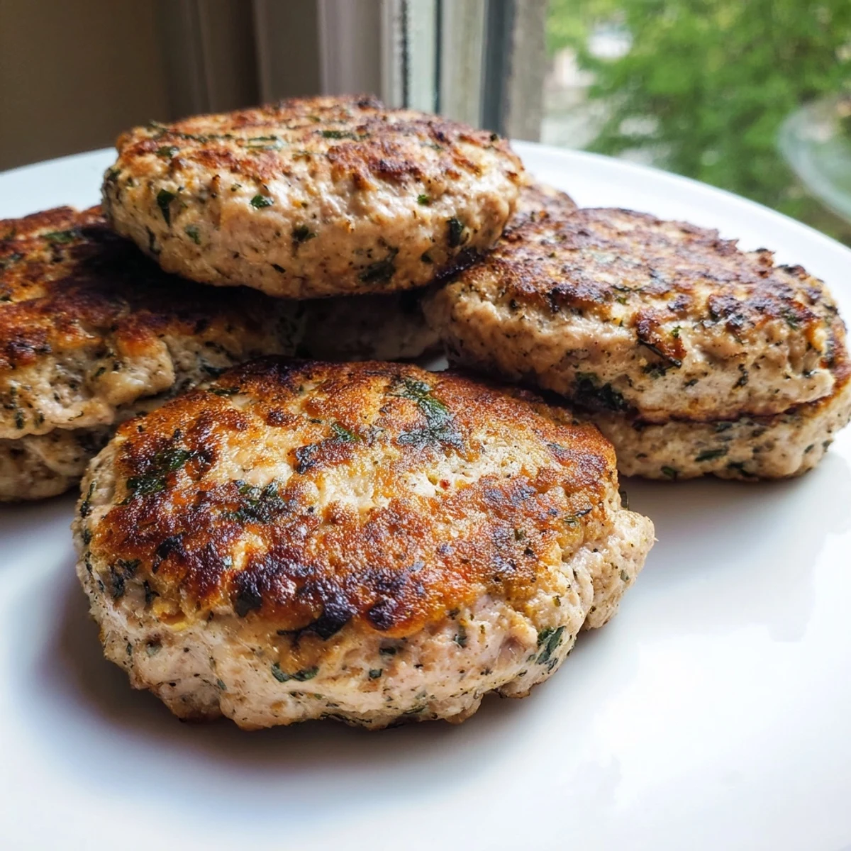 Seasoned ground turkey sausage shaped into juicy homemade breakfast patties with aromatic herbs and spices