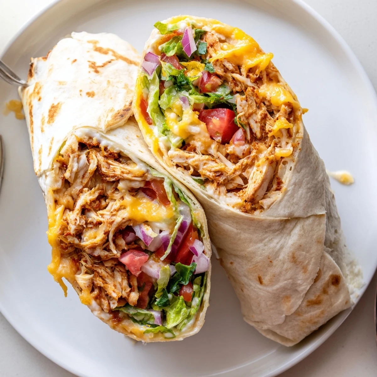 Family-style Cheesy Garlic Chicken Wraps served warm with tangy parsley lemon sauce