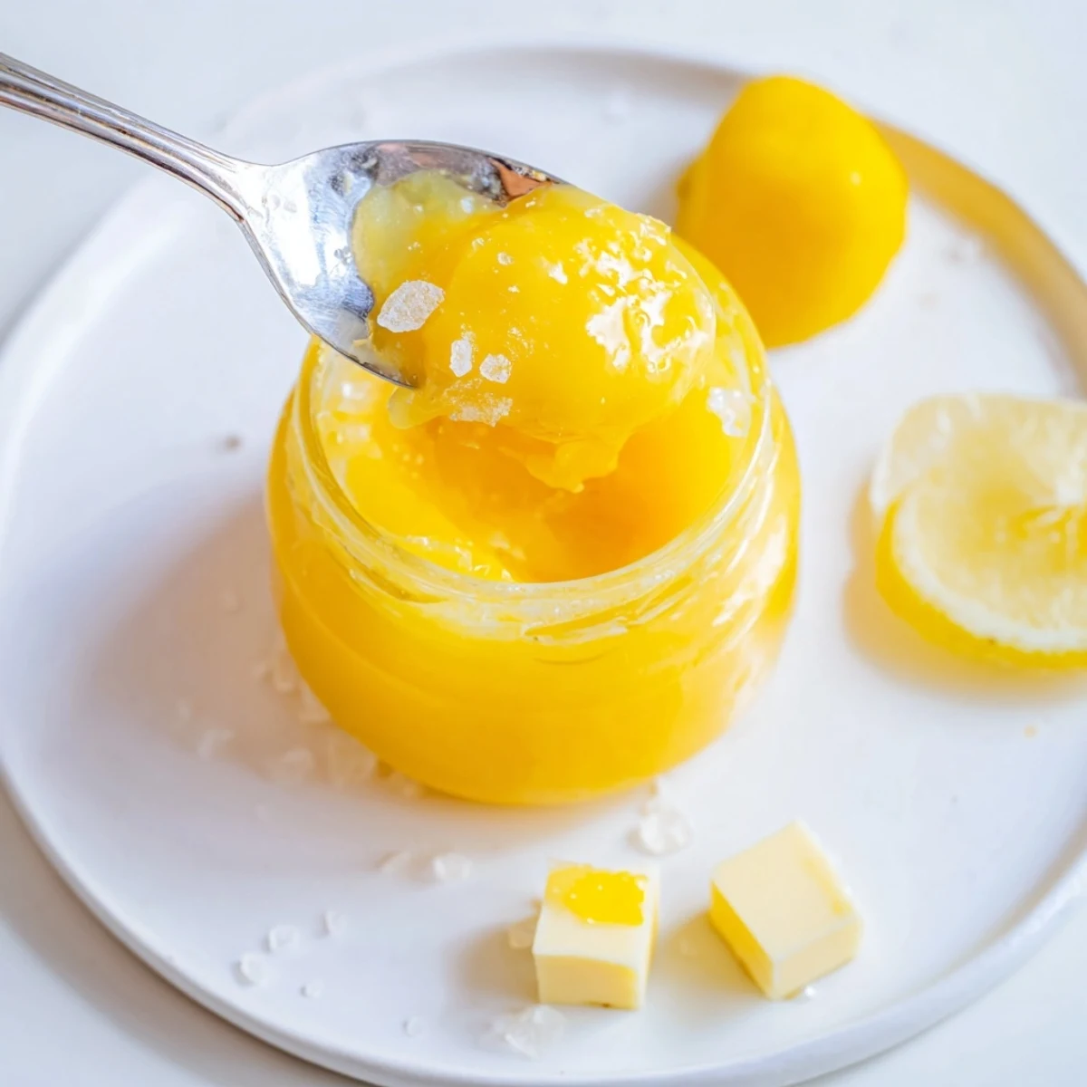 Silky, tangy Lemon Curd Recipe spooned into jars, bright lemon aroma