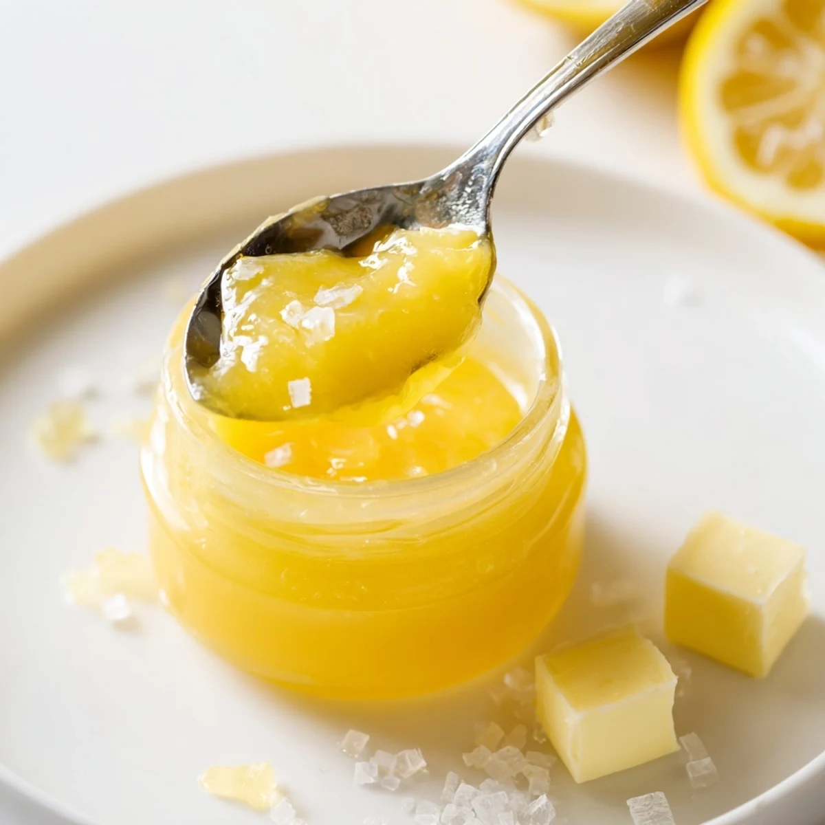 Homemade Lemon Curd Recipe swirled on warm scones, zesty, smooth finish