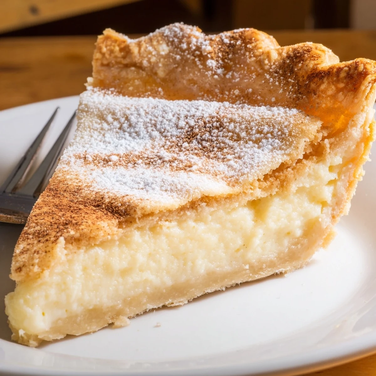 Warm-spiced Christmas Eve Custard Pie With Cinnamon Vanilla cooling on wire rack