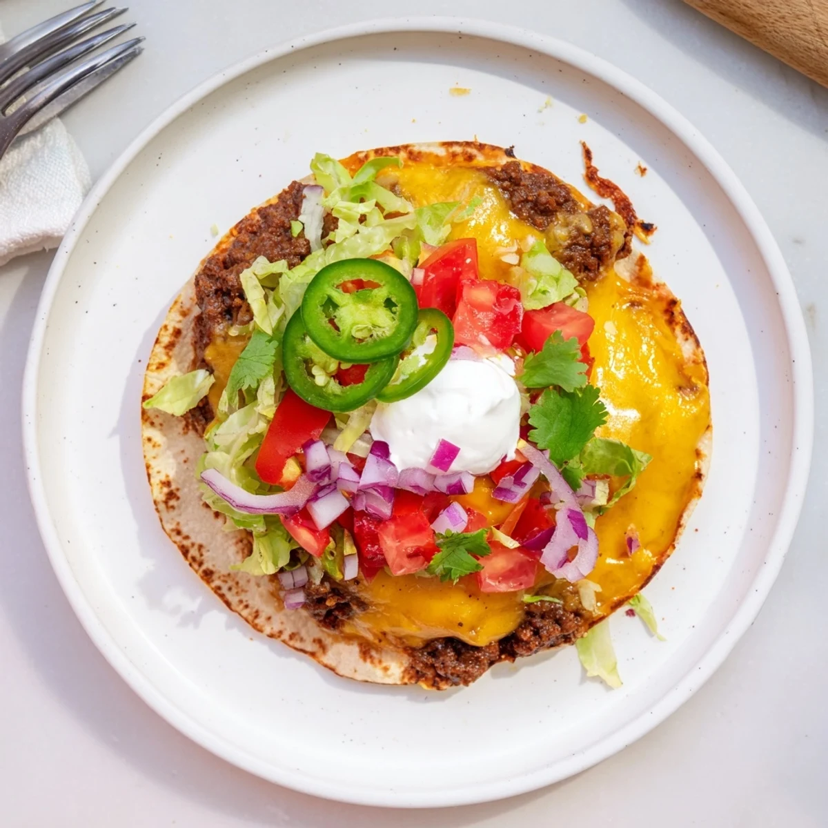 Delicious beef smash taco recipe featuring juicy meat layered over melted cheese on tortilla