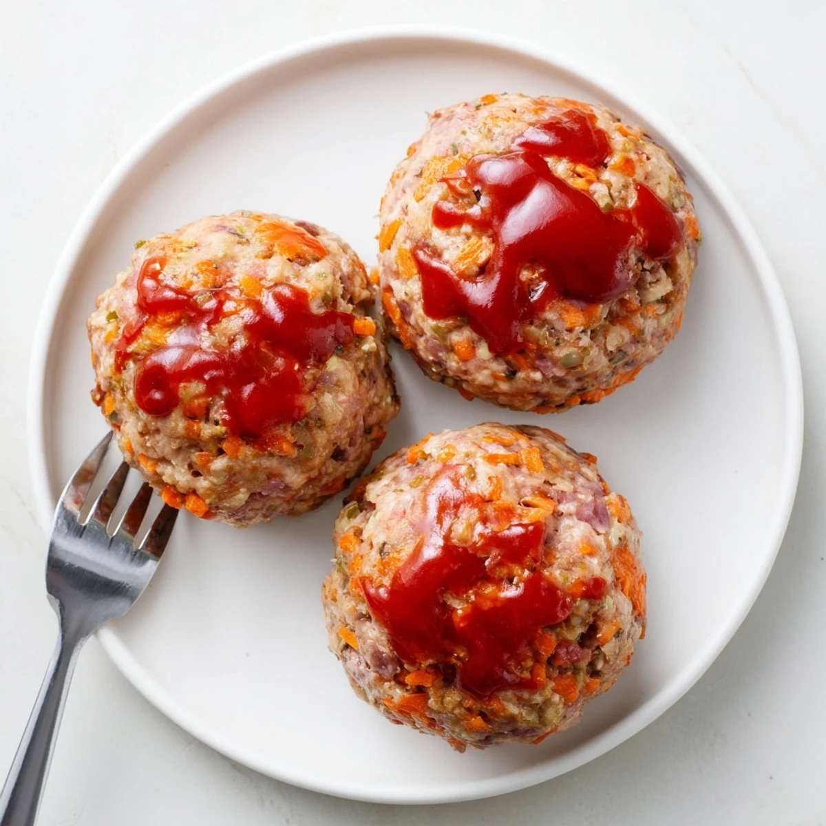 Healthy portion-controlled turkey meatloaf muffins topped with savory ketchup glaze, ready to serve