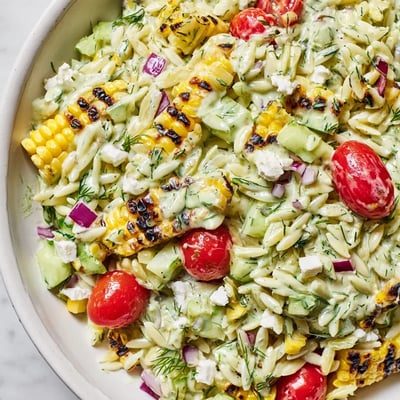 Grilled Corn Orzo Salad